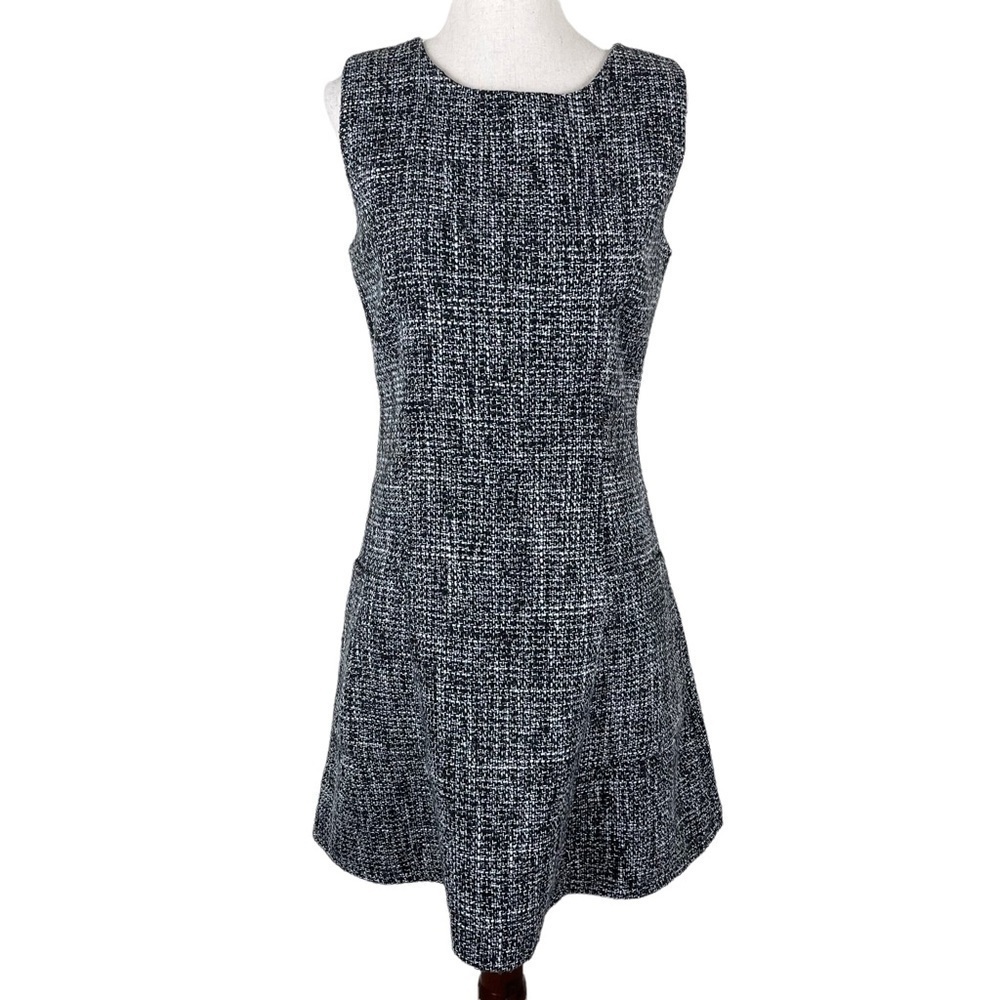 Monteau Black/White Tweed Fit and Flare Dress